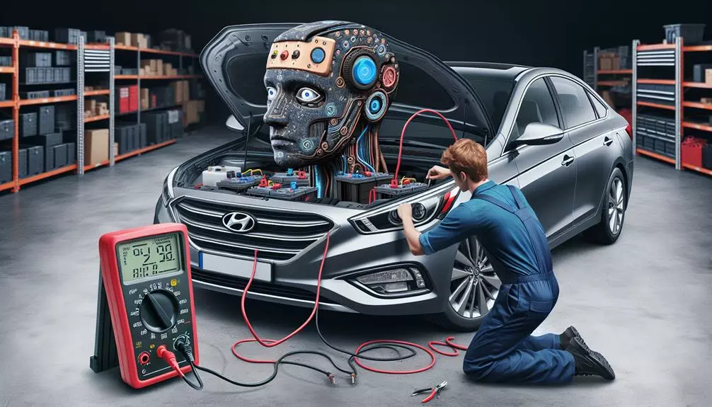 inspecting the car s battery